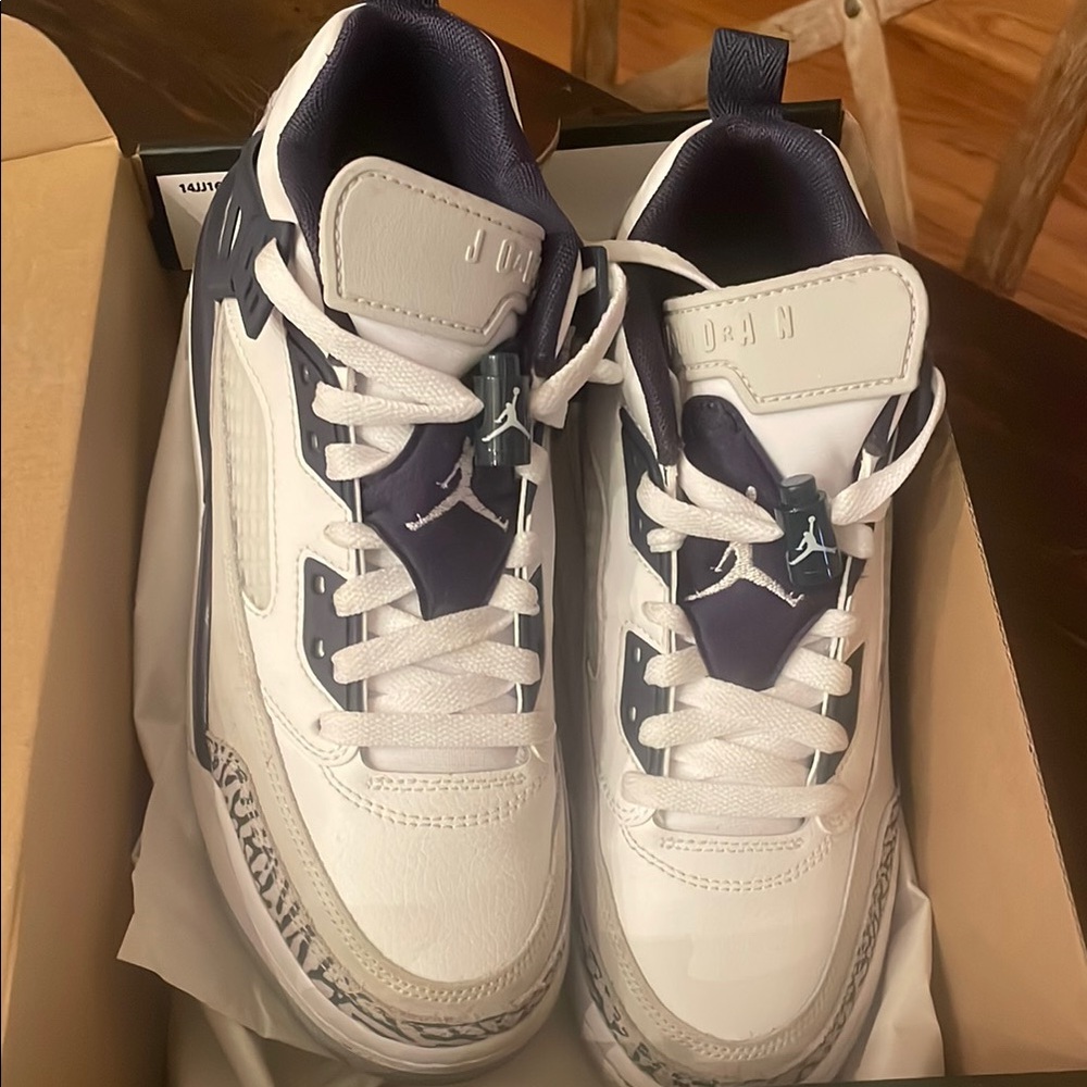 Jordan White and Navy Men's Sneakers